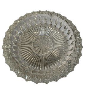 Italian Vintage Crystal Cut Clear Glass Cigar Cigarette Ashtray 7 1/2" Heavy
